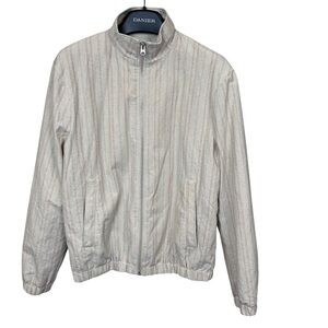 Zara Beige Striped Cotton Blend Zip Jacket Women’s‎ Medium Made in Turkey